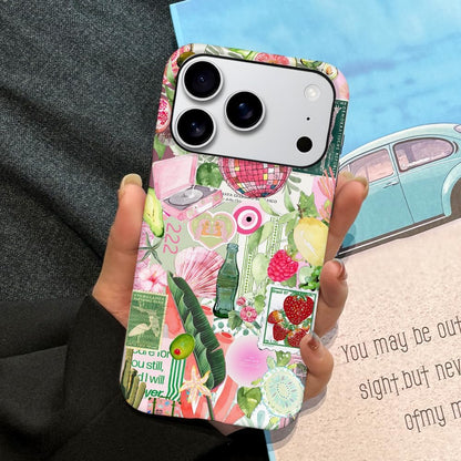 Case Compatible with iPhone 17 Pro,Scratch Resistant Hybrid 2-Layer Hard Shell Phone Case,Fruit Green Lemon Strawberry Collage