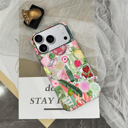 Case Compatible with iPhone 17 Pro,Scratch Resistant Hybrid 2-Layer Hard Shell Phone Case,Fruit Green Lemon Strawberry Collage