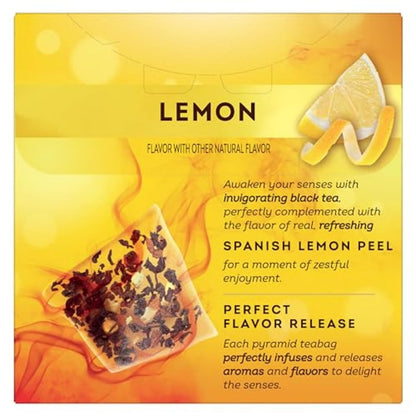 Black Tea Lemon, Pyramid Tea Bags, Flavored Teabags for a Refreshing Cup of Tea, 20 Total Tea Bags