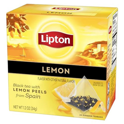 Black Tea Lemon, Pyramid Tea Bags, Flavored Teabags for a Refreshing Cup of Tea, 20 Total Tea Bags