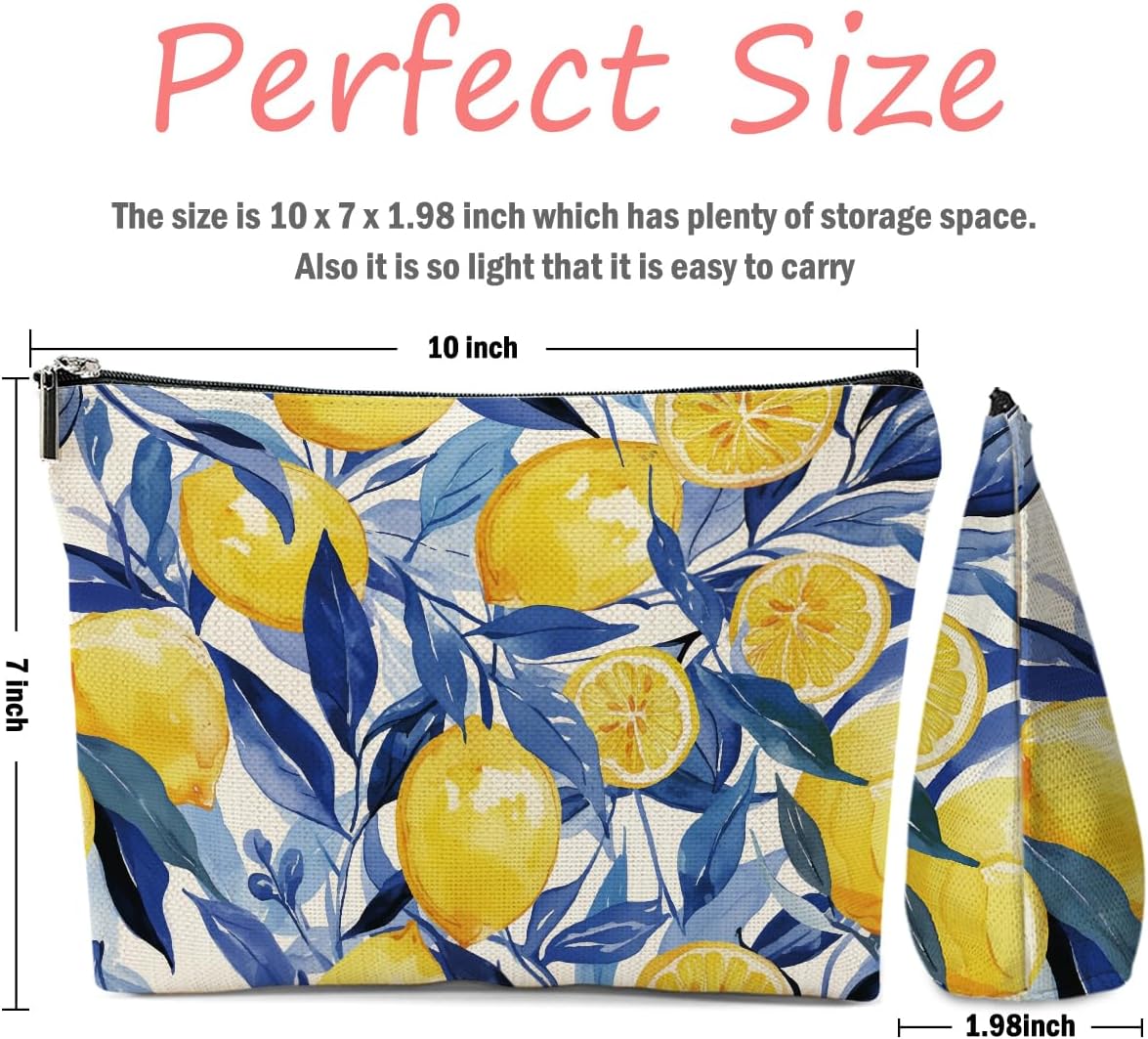 Lemons Makeup Bag, Lemon Gifts Cosmetic Bag Fruit Travel Pouch | Lemons Lovers Gift for Women Girls Daughter Sisters Bestie Best Friend Friendship Graduation Birthday Gifts