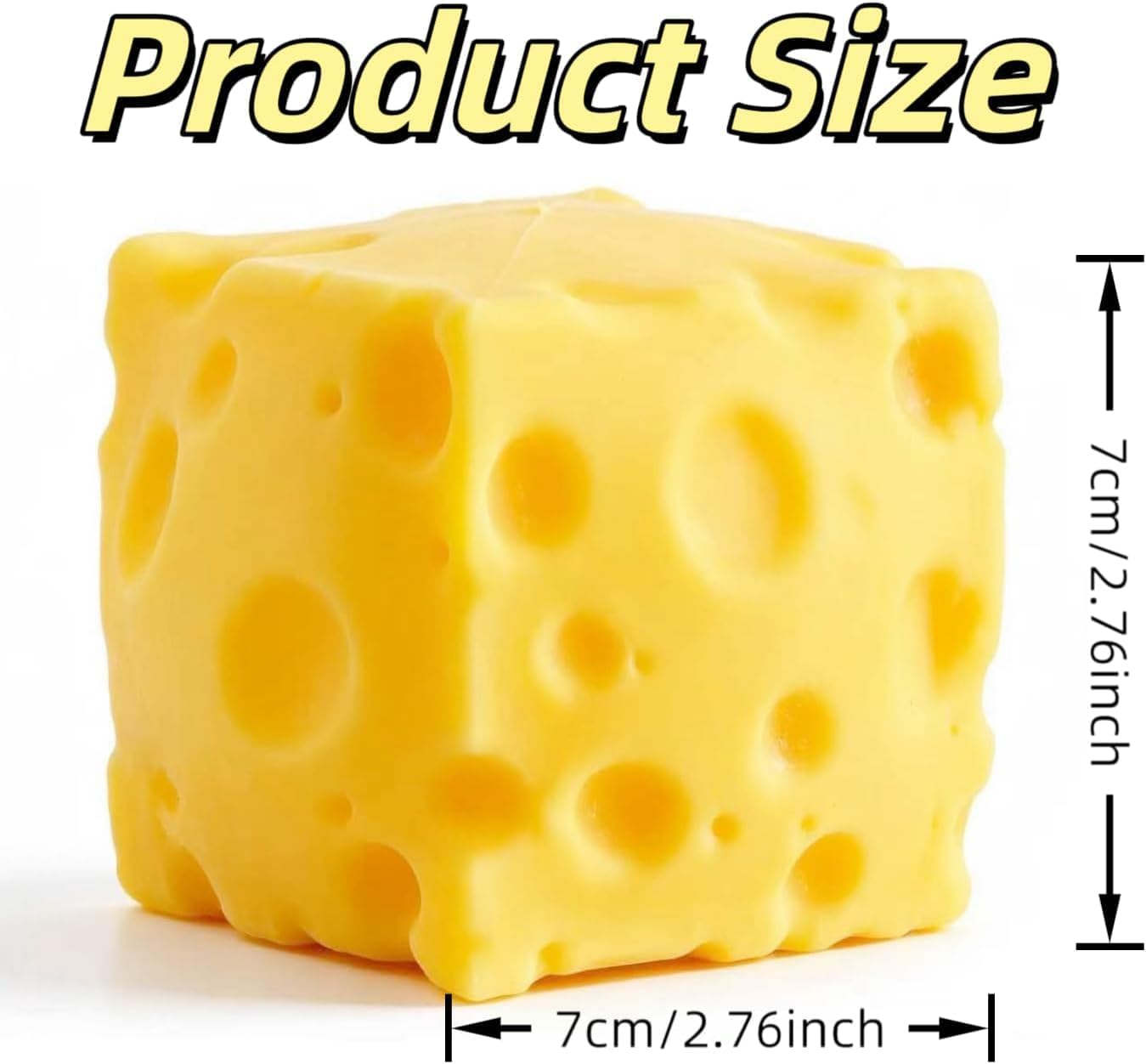 Yellow Cheese Squishy Slow Rising, Squishy Squeeze Yellow Cheese Block, Soft Novelty Toy, Stress Balls for Adults Rebounding Sensory Squishys Cheese(2.76inch)