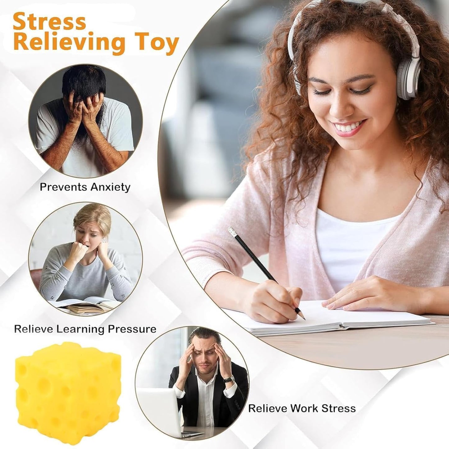 Yellow Cheese Squishy Slow Rising, Squishy Squeeze Yellow Cheese Block, Soft Novelty Toy, Stress Balls for Adults Rebounding Sensory Squishys Cheese(2.76inch)
