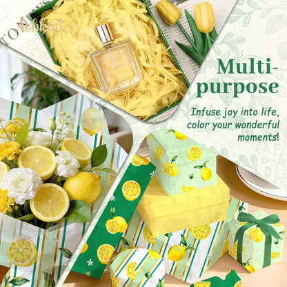 24 Sheet Lemon Tissue Paper for Gift Bag,Yellow Green Lemon Pattern | Wrapping Tissue for Spring Summer Birthday Baby Shower Party Favors,Present Packaging,20 x 15 Inch/Sheet