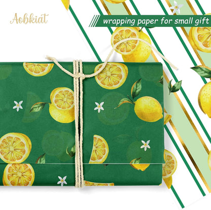 24 Sheet Lemon Tissue Paper for Gift Bag,Yellow Green Lemon Pattern | Wrapping Tissue for Spring Summer Birthday Baby Shower Party Favors,Present Packaging,20 x 15 Inch/Sheet