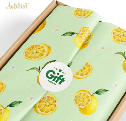 24 Sheet Lemon Tissue Paper for Gift Bag,Yellow Green Lemon Pattern | Wrapping Tissue for Spring Summer Birthday Baby Shower Party Favors,Present Packaging,20 x 15 Inch/Sheet
