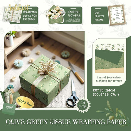 24 Sheet Lemon Tissue Paper for Gift Bag,Yellow Green Lemon Pattern | Wrapping Tissue for Spring Summer Birthday Baby Shower Party Favors,Present Packaging,20 x 15 Inch/Sheet