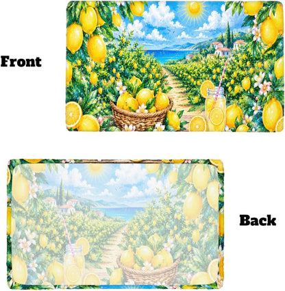 Lemon Pattern Rectangle Table Cloth with Elastic, Fitted Picnic Outdoor Folding Tablecloth for 5 Foot Tables, Waterproof Oil-Proof Indoor Table Cover for Kitchen Dining 30"x60",A-05