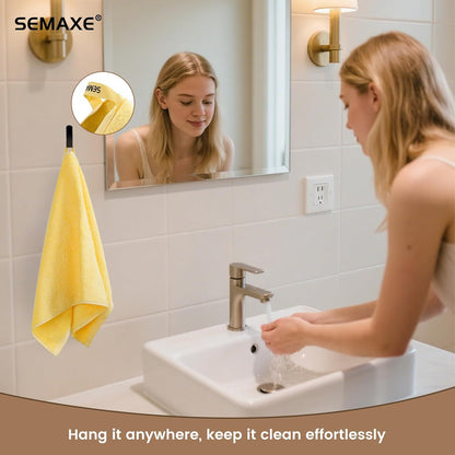 4-Pack Yellow Cotton Hand Towels for Bathroom with Hanging Loops | Sink-side towels for drying hands and face, ideal for bathrooms, guest baths, powder rooms, OEKO-TEX certified, easy care