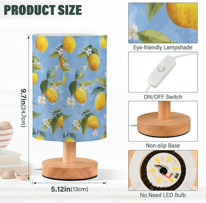 Bedside Table Lamp Lemon Yellow Citrus Fruits (61) Kids Nightstand Lamp Night Light Fabric Shade for Bedroom Living Room Home Office