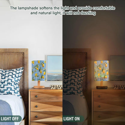 Bedside Table Lamp Lemon Yellow Citrus Fruits (61) Kids Nightstand Lamp Night Light Fabric Shade for Bedroom Living Room Home Office