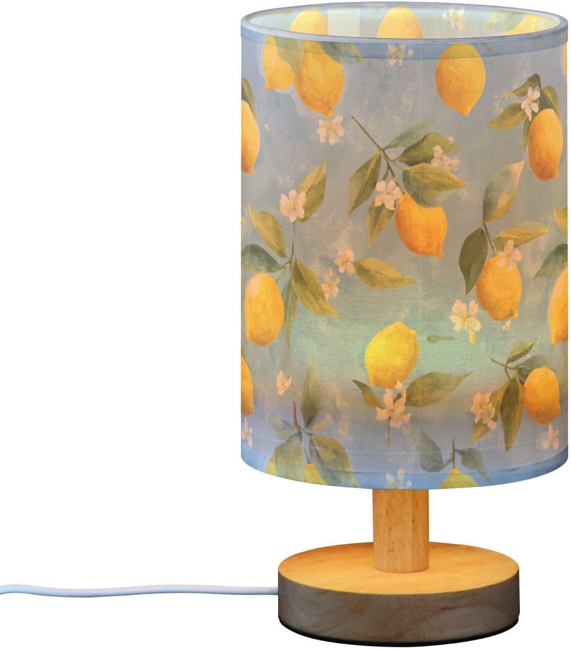 Bedside Table Lamp Lemon Yellow Citrus Fruits (61) Kids Nightstand Lamp Night Light Fabric Shade for Bedroom Living Room Home Office