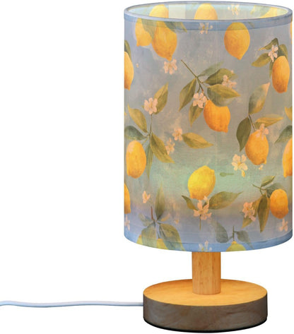 Bedside Table Lamp Lemon Yellow Citrus Fruits (61) Kids Nightstand Lamp Night Light Fabric Shade for Bedroom Living Room Home Office