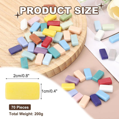 200g Rectangle Mosaic Tiles for Crafts, 0.4" x 0.8" Iridescent Mosaic Glass Pieces for DIY Art Making Supplies Home Decoration (Yellow)