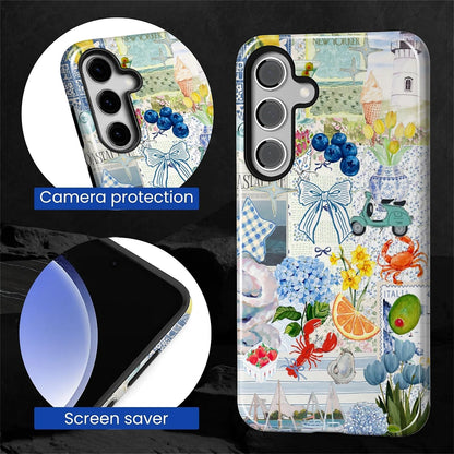 Case for Samsung Galaxy S26 Case,Retro Floral Lemon Ocean Collage Design - Hybrid Dual Protection Silicone + Hard PC Shockproof Full Body Cover, Protective Case for Men Women