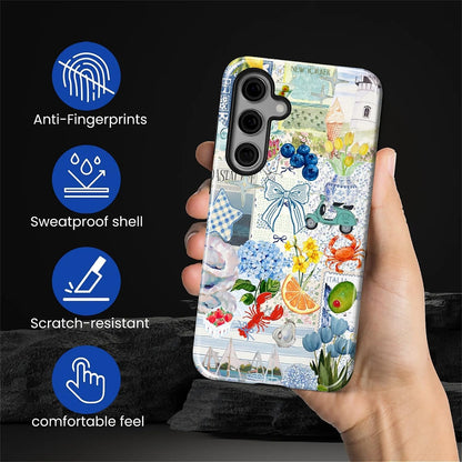 Case for Samsung Galaxy S26 Case,Retro Floral Lemon Ocean Collage Design - Hybrid Dual Protection Silicone + Hard PC Shockproof Full Body Cover, Protective Case for Men Women