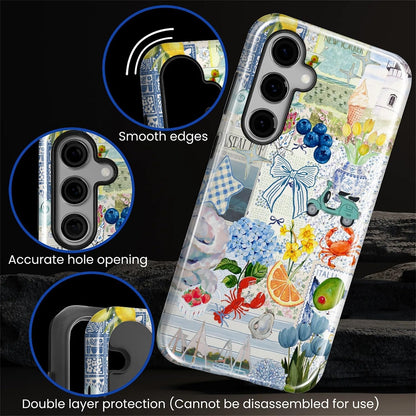 Case for Samsung Galaxy S26 Case,Retro Floral Lemon Ocean Collage Design - Hybrid Dual Protection Silicone + Hard PC Shockproof Full Body Cover, Protective Case for Men Women