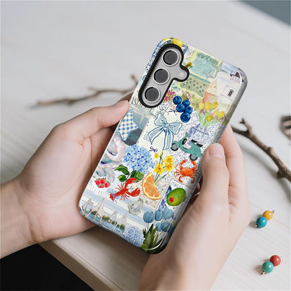 Case for Samsung Galaxy S26 Case,Retro Floral Lemon Ocean Collage Design - Hybrid Dual Protection Silicone + Hard PC Shockproof Full Body Cover, Protective Case for Men Women