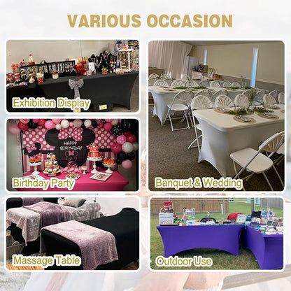Yellow 6ft Fitted Rectangle Tablecloth with Elastic, Water Resistant Washable Spandex Table Cover for 6 Foot Folding Tables, Stretch Table Cloth for Weddings, Banquets, Parties