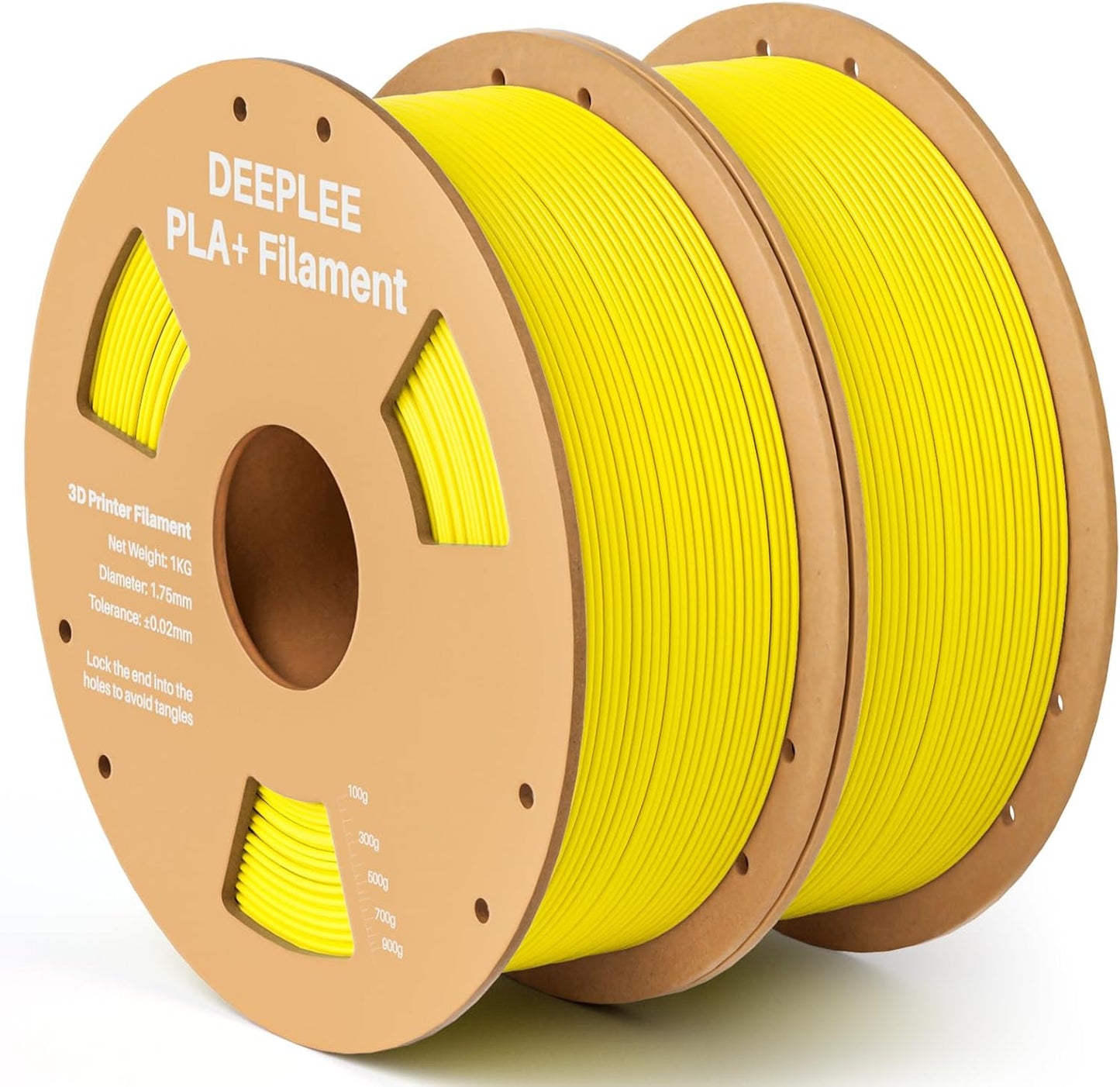 PLA+ 1.75mm 3D Printer Filament 2 Pack 1kg Yellow | PLA Plus with Dimensional Accuracy +/- 0.02mm, Higher Strength and Toughness, Neatly Wound, Fits for Most FDM 3D Printers