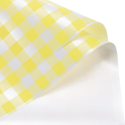 Flower Wrapping Paper Waterproof Floral Wrap Plaid Yellow Gift Packaging 22.8 x 22.8 Inch Used for DIY Crafts Bouquet Packaging 10 Pcs