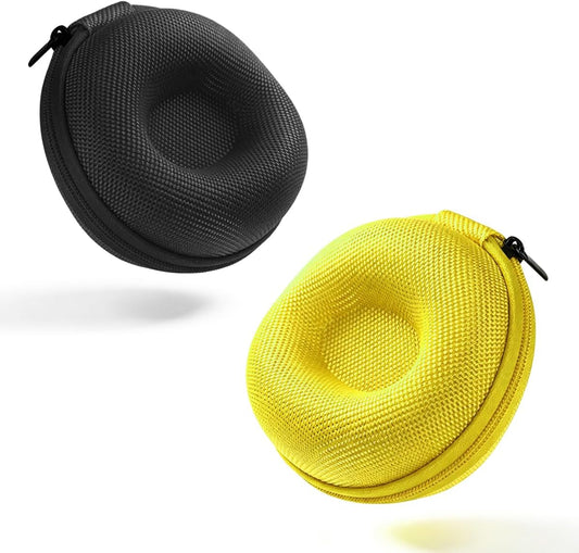 Pack of 2 Zipper Travel Watch Cases Single Watch Storage Boxes for Wristwatches and Smart Watches up to 50mm (lack Yellow)