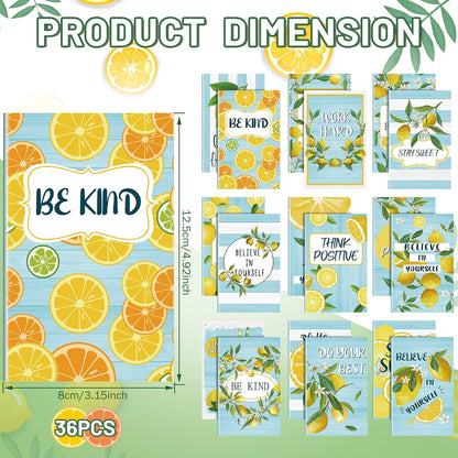 36 Pieces Mini Notebooks Lemon Pocket Notepads Inspirational Notepads Small Motivational Journal Notebook Lemon Zest Lesson Planner for Gift Office School Travel Present Supplies