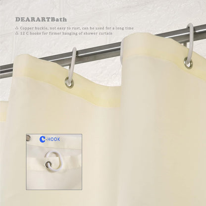 Light Yellow Shower Curtain Liner, 72'' × 72'' inch Fabric Cloth Shower Curtains with Grommet and Hooks, Water Resistant Machine Washable Easy Care