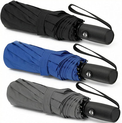 Liberty Imports 3 Pack Windproof Travel Rain Umbrellas - Compact, Light, Automatic, Strong and Portable - for Men and Women