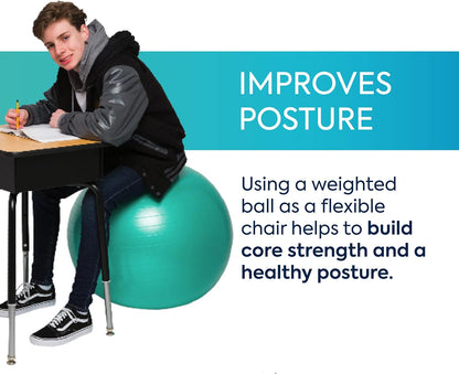 Bouncyband Balance Ball – Create Flexible Seating to Improve Focus at School, Office, or Home with This No-Roll Weighted Ball