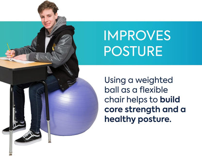 Bouncyband Balance Ball – Create Flexible Seating to Improve Focus at School, Office, or Home with This No-Roll Weighted Ball