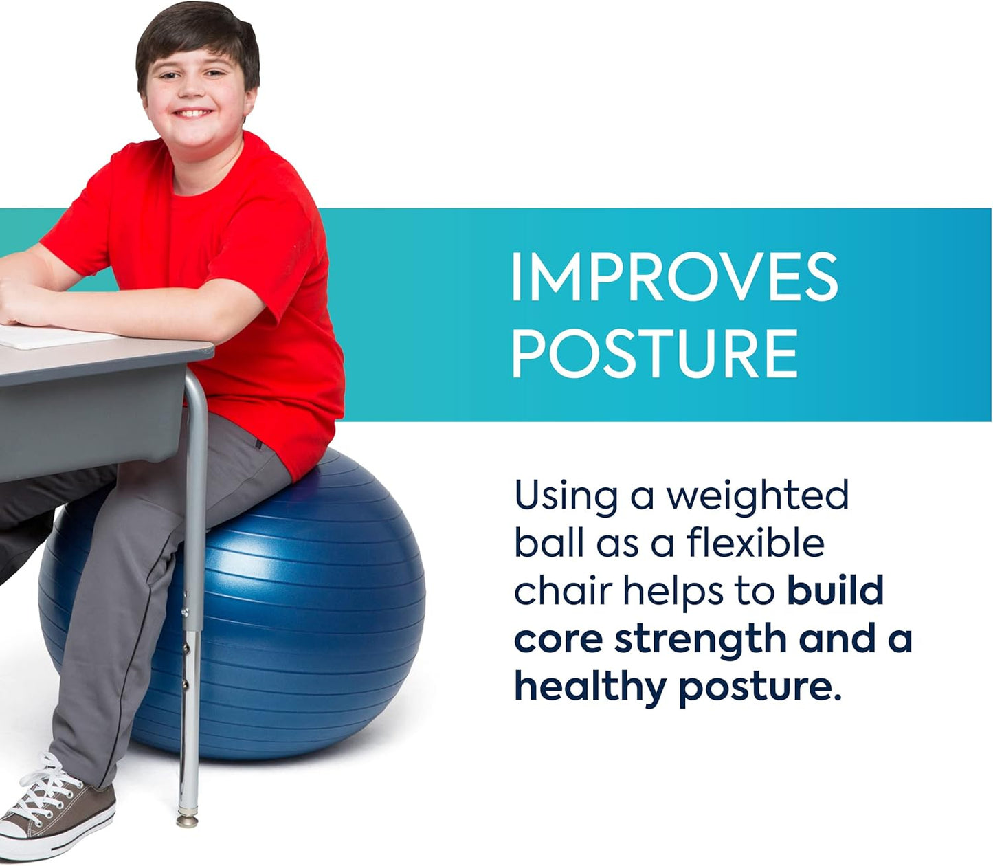 Bouncyband Balance Ball – Create Flexible Seating to Improve Focus at School, Office, or Home with This No-Roll Weighted Ball