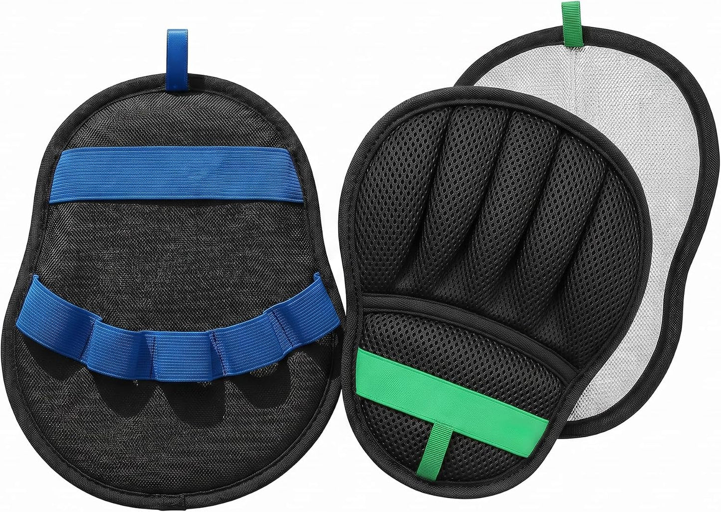 Upgraded Pet Hair Removal Glove Set, Black Five Finger Cat Grooming Glove & Banana Yellow Self-Cleaning Comb, Reusable Magic Brush Pet Hair Remover (Blue)