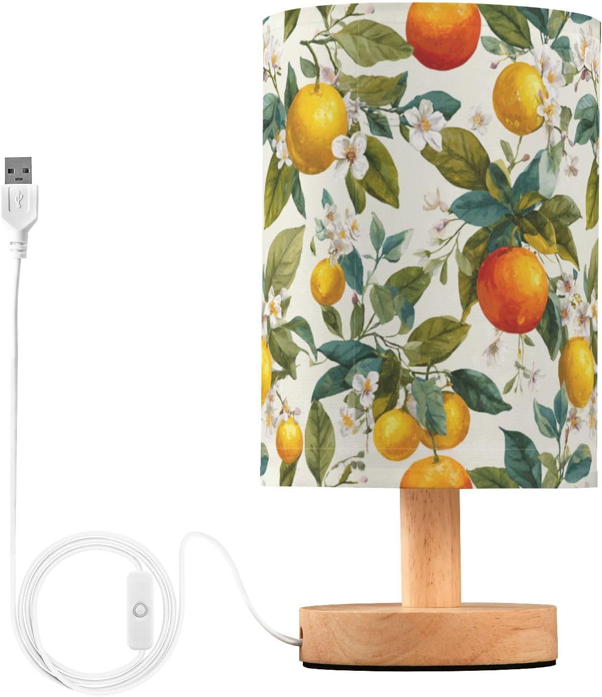 Bedside Table Lamp Lemon Yellow Citrus Fruits (51) Kids Nightstand Lamp Night Light Fabric Shade for Bedroom Living Room Home Office
