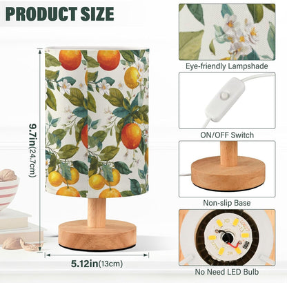 Bedside Table Lamp Lemon Yellow Citrus Fruits (51) Kids Nightstand Lamp Night Light Fabric Shade for Bedroom Living Room Home Office
