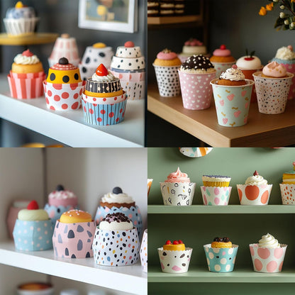 50Pcs Paper Baking Cups 6oz Greaseproof Disposable Bulk Cupcake Muffins Liners Cases Wrappers for Wedding Birthday Graduation, Pinstripe Yellow