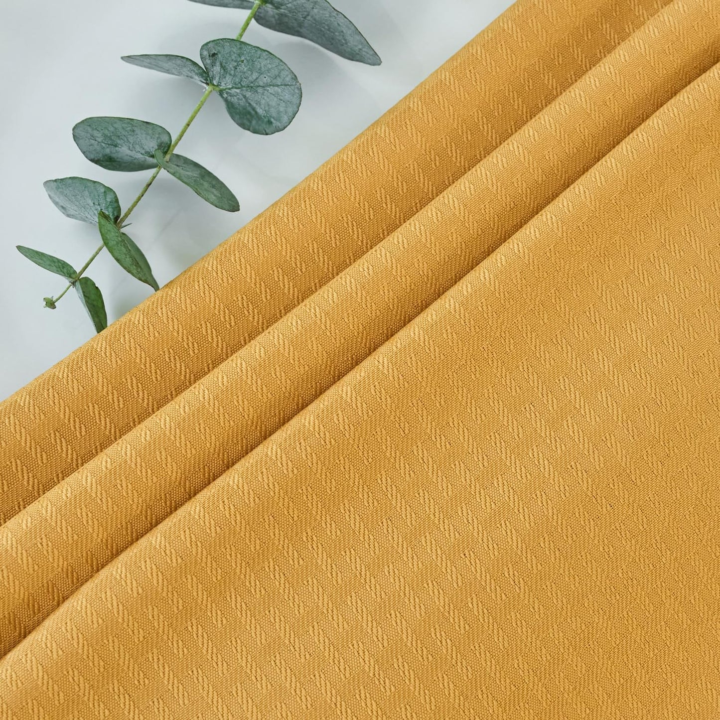 Rectangle Tablecloth Weaved Pattern Waterproof Spillproof Wrinkle Free Table Cloth, Kitchen Dining Tabletop Decoration, Fabric Table Cover for Holiday Parties, 52 x 70 Inch, Ochre Yellow