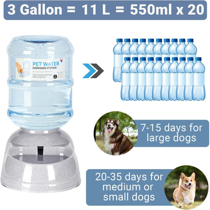 3 Gallon Dog Water Dispenser for Large Dogs, Automatic Gravity Pet Water Station, Large Capacity Pet Drinking for Lage Dogs and Multi-Pet, Anti-Slip Base, BPA-Free