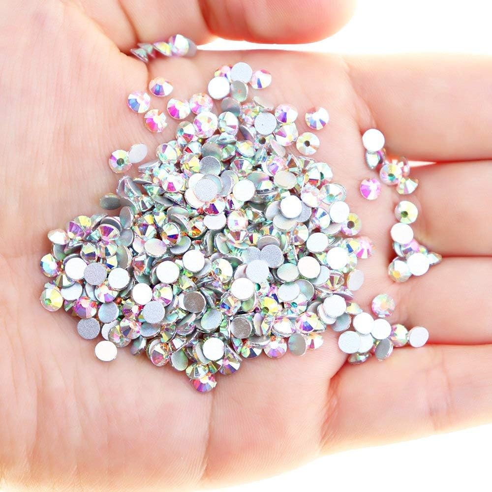 1440 Pieces SS16 / 4mm Clear Crystal Flat Back Brilliant Round Rhinestones Glass Stones Glitter Gems Transparent Faux Diamond (Crystal AB)