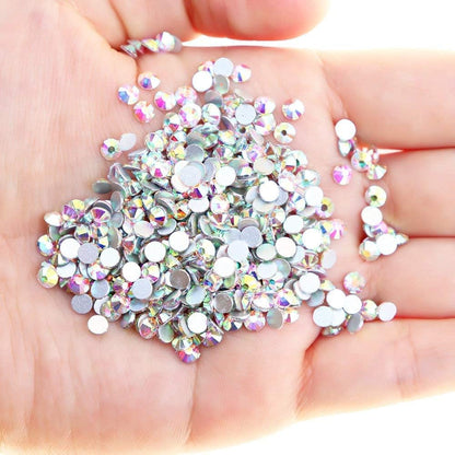 1440 Pieces SS16 / 4mm Clear Crystal Flat Back Brilliant Round Rhinestones Glass Stones Glitter Gems Transparent Faux Diamond (Crystal AB)