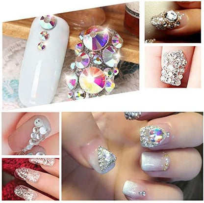 1440 Pieces SS16 / 4mm Clear Crystal Flat Back Brilliant Round Rhinestones Glass Stones Glitter Gems Transparent Faux Diamond (Crystal AB)