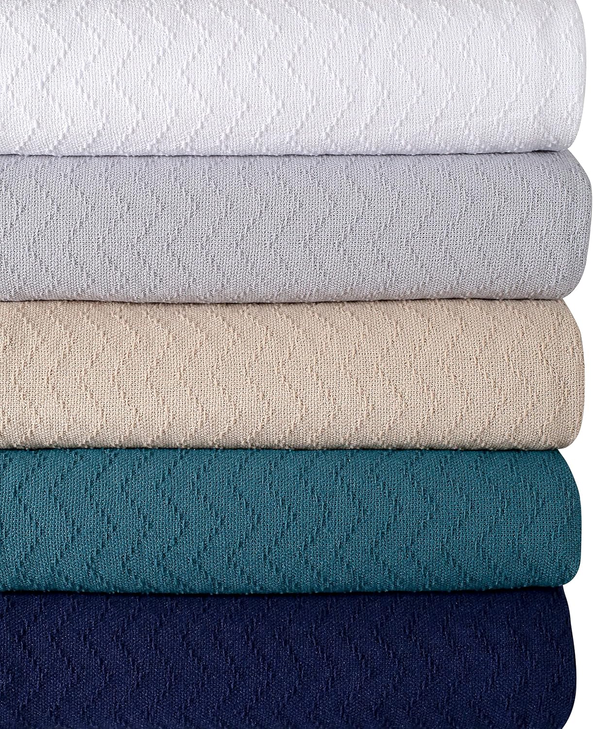 BELIZZI HOME 100% Cotton Bed Blanket, Breathable Thermal Blanket Full -Queen Size, Soft Chevron Thermal Blanket 90"x90", Cotton Bed Blanket, Perfect for Layering Any Bed for All Season, Mustard Yellow