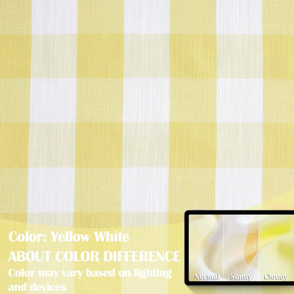 Yellow White Buffalo Check Semi Sheer Curtains,84 Inches Long Cottage Drapes for Bedroom Living Room,Rustic Checkered Window Treatment,Rod Pocket,Yellow/White,40" Wx84 L(Pack of 2)