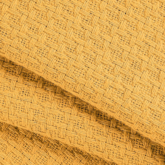 Belizzi Home 100% Cotton Bed Blanket, Breathable Bed Blanket Full Queen Size, Cotton Thermal Blankets Full Queen, Perfect for Layering Any Bed for All Season, Mustard Yellow