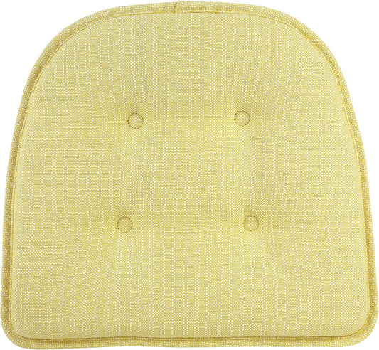 Klear Vu Omega Non-Slip Chair Cushions, Assembled in USA, U-Shaped Skid-Proof Seat Pads for Dining Room, Kitchen, Office, 15"x16" 6 Pack Solid Yellow 6 Count