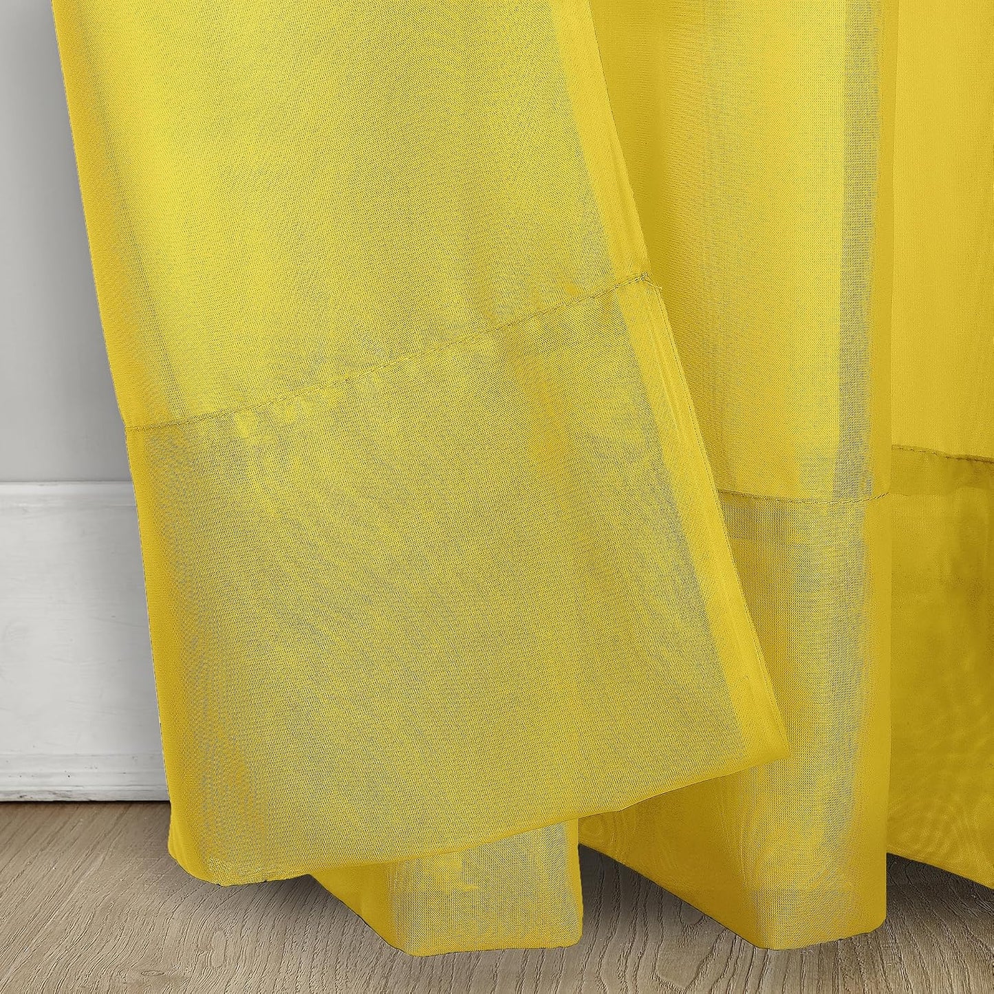 No. 918 Calypso Sheer Voile Rod Pocket Curtain Panel, 59" x 63", Lemon