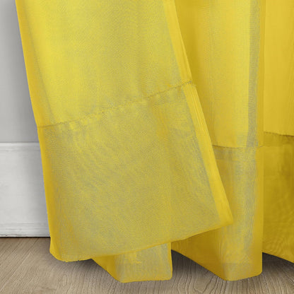No. 918 Calypso Sheer Voile Rod Pocket Curtain Panel, 59" x 63", Lemon