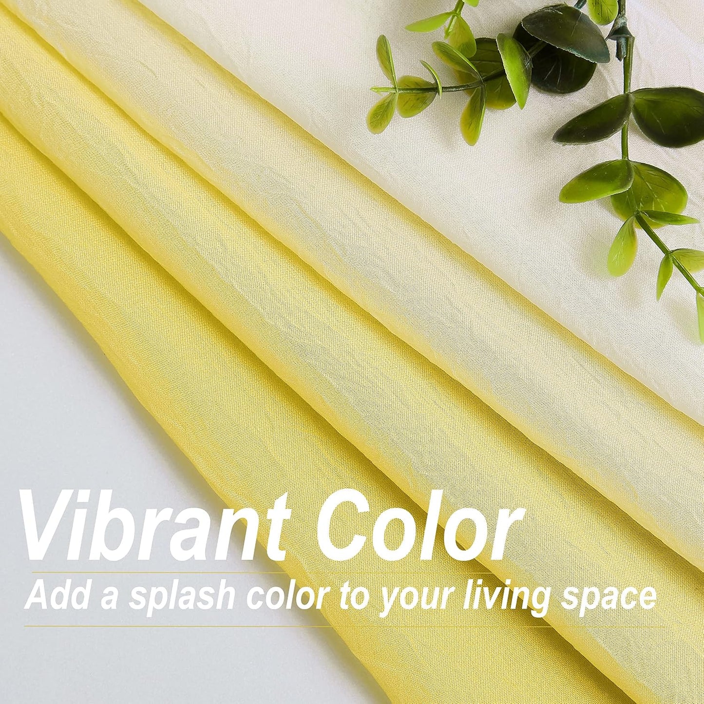 1 Piece Ombre Chiffon Sheer Window Scarf Valance Curtain 18ft for Living Room Bedroom Decor, 216 Inch Long Crinkle Soft Window Sheer Voile Valance for Holiday, Wedding Party Decor, Yellow, 52"W