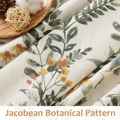 Kayne Studio Pinch Pleated Blackout Window Curtain Panels Botanical Floral Boho Leaf Print Country Farmhouse Green Yellow Room Darkening Thermal Insulated Window Treatment Bedroom,40"x108",2 Panels