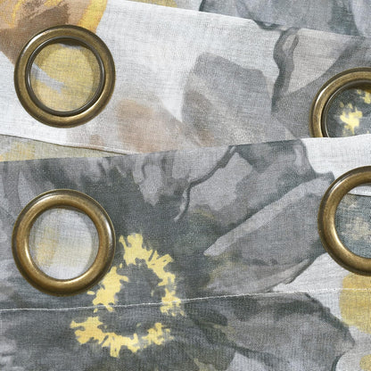 Lush Decor Leah Floral Sheer Window Curtain Panels Pair 52"W x 84"L Yellow & Gray - Floral Curtains for Bedroom - Sheer Curtains for Living Room